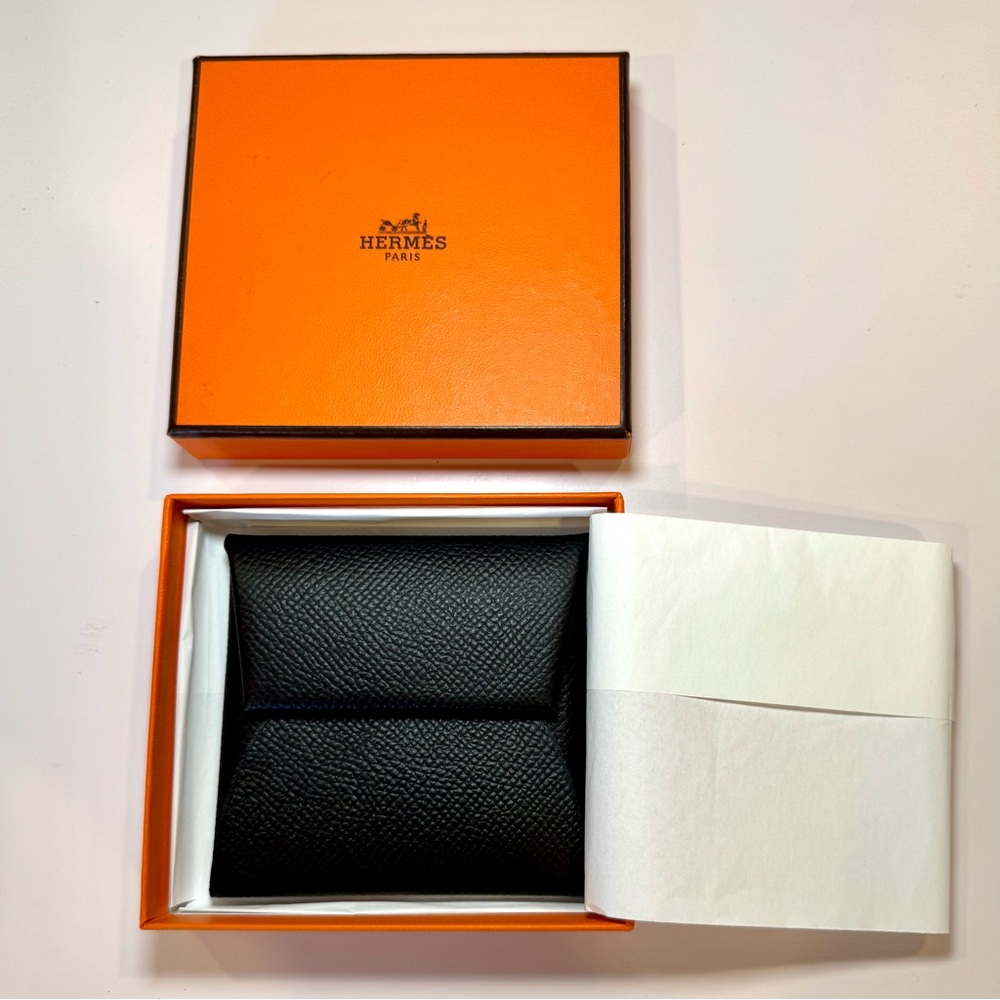 New Hermes Bastia Coin Purse Pouch In Black Epsom Leather W Original Hermes Box - Picture 2 of 15